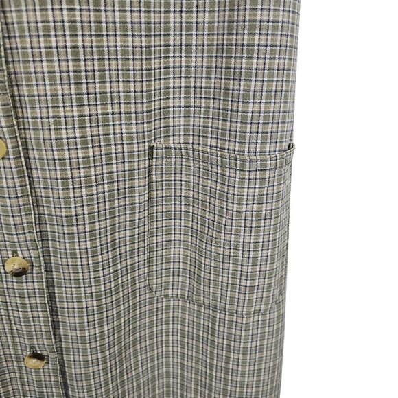 Cottage Core Plaid Academia Maxi Dress XL Green/Brown Navy Boho Spring Practical - Picture 3 of 13